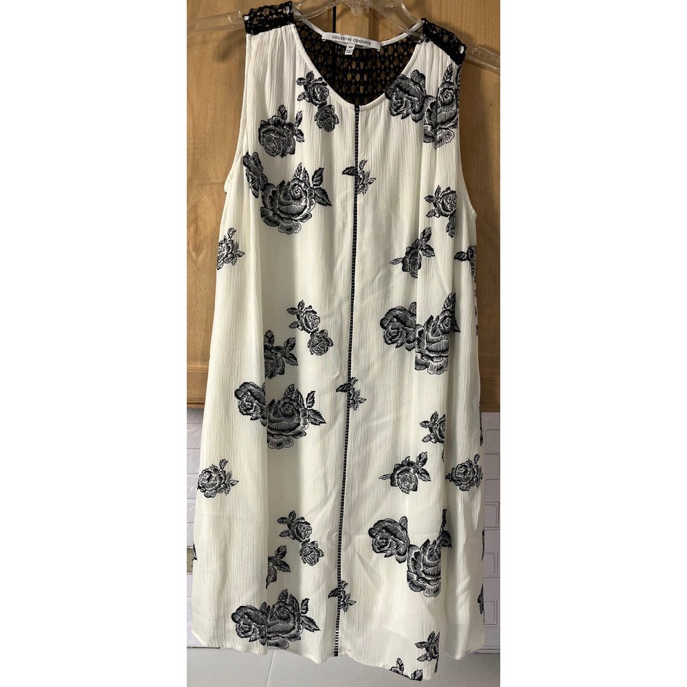 Collective Concepts Floral Dress Women MP White Lace Back Shift DS6994‎